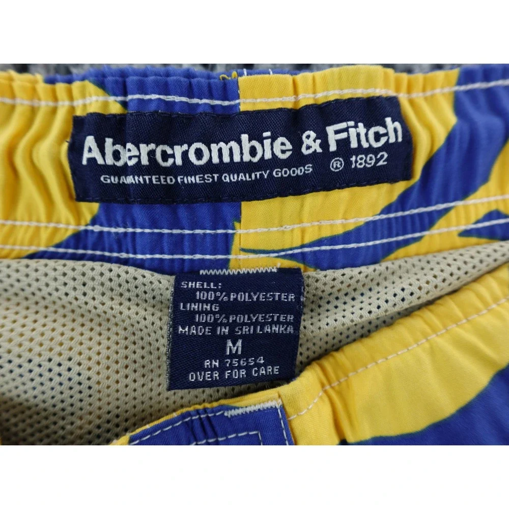 Abercrombie Fitch Mens Yellow Blue Floral Board Shorts Cargo Pockets Size M‎
